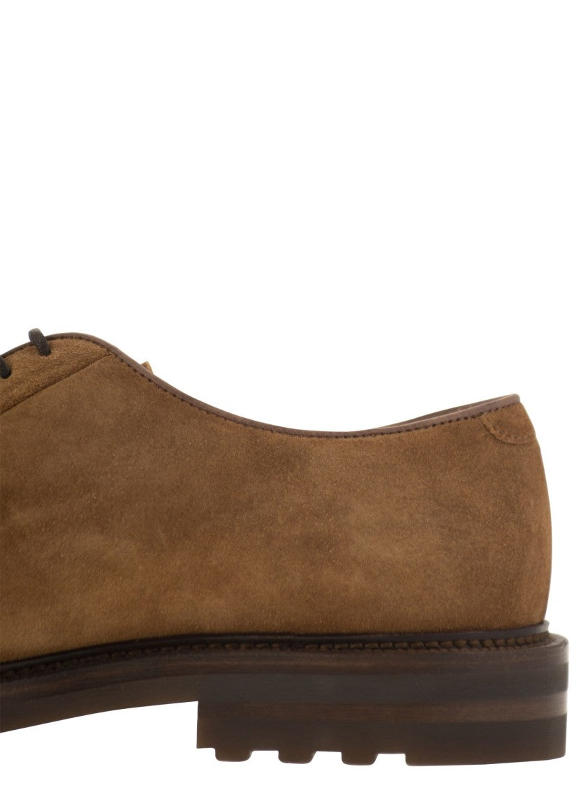 Brunello Cucinelli Brown Suede Derby Shoes