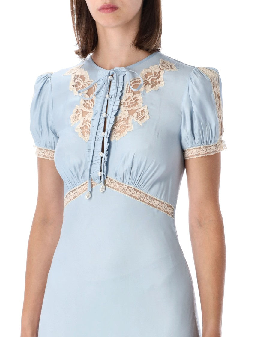 Self-Portrait Light Blue Lace Midi Dress