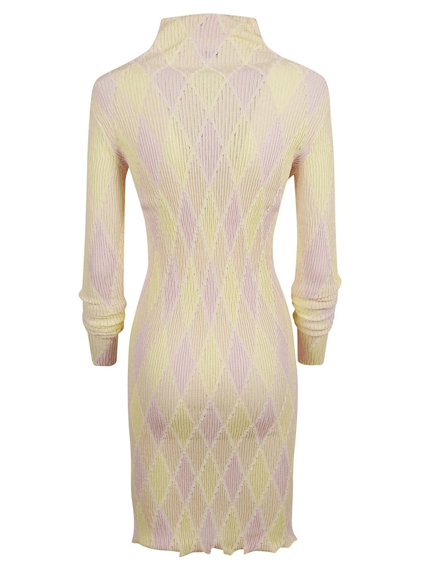 Burberry Textured Fitted Dress With High Neck