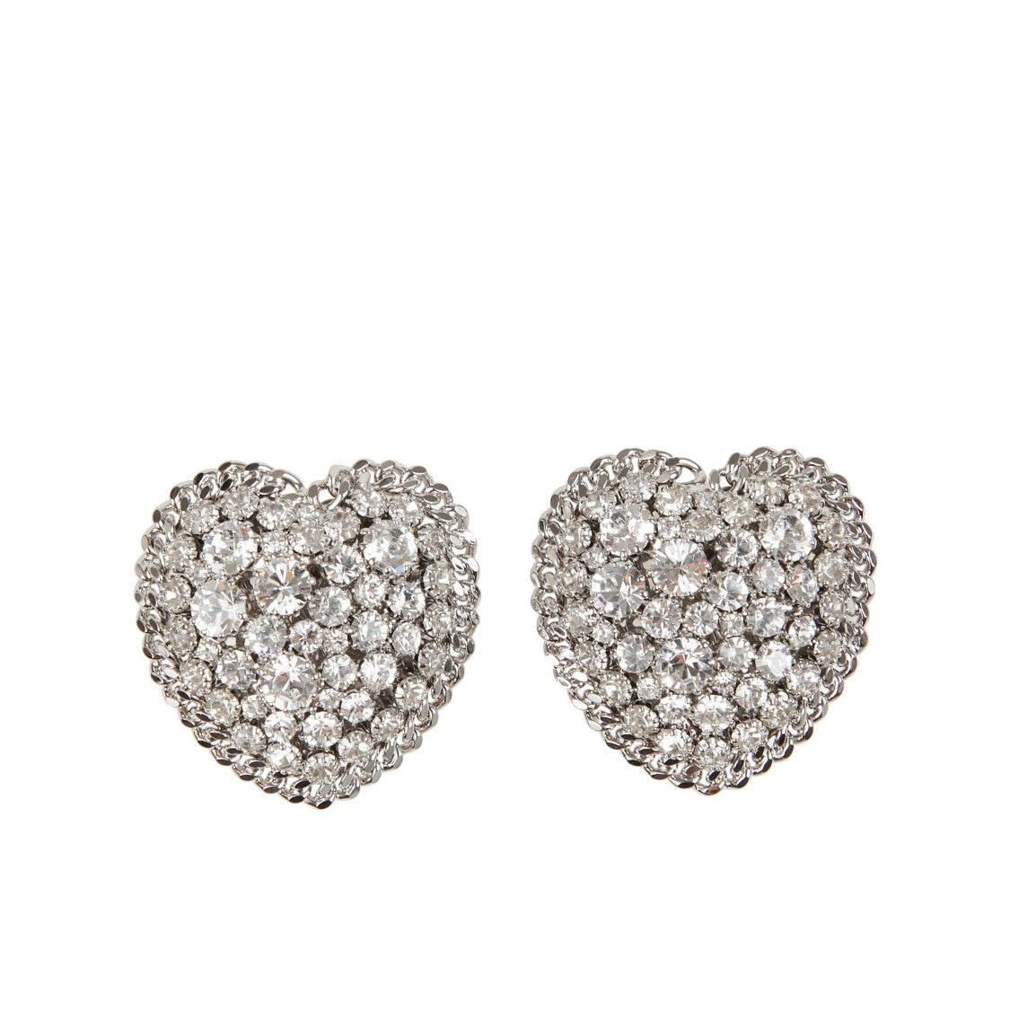 Alessandra Rich Crystal-Embellished Heart Clip-On Earrings