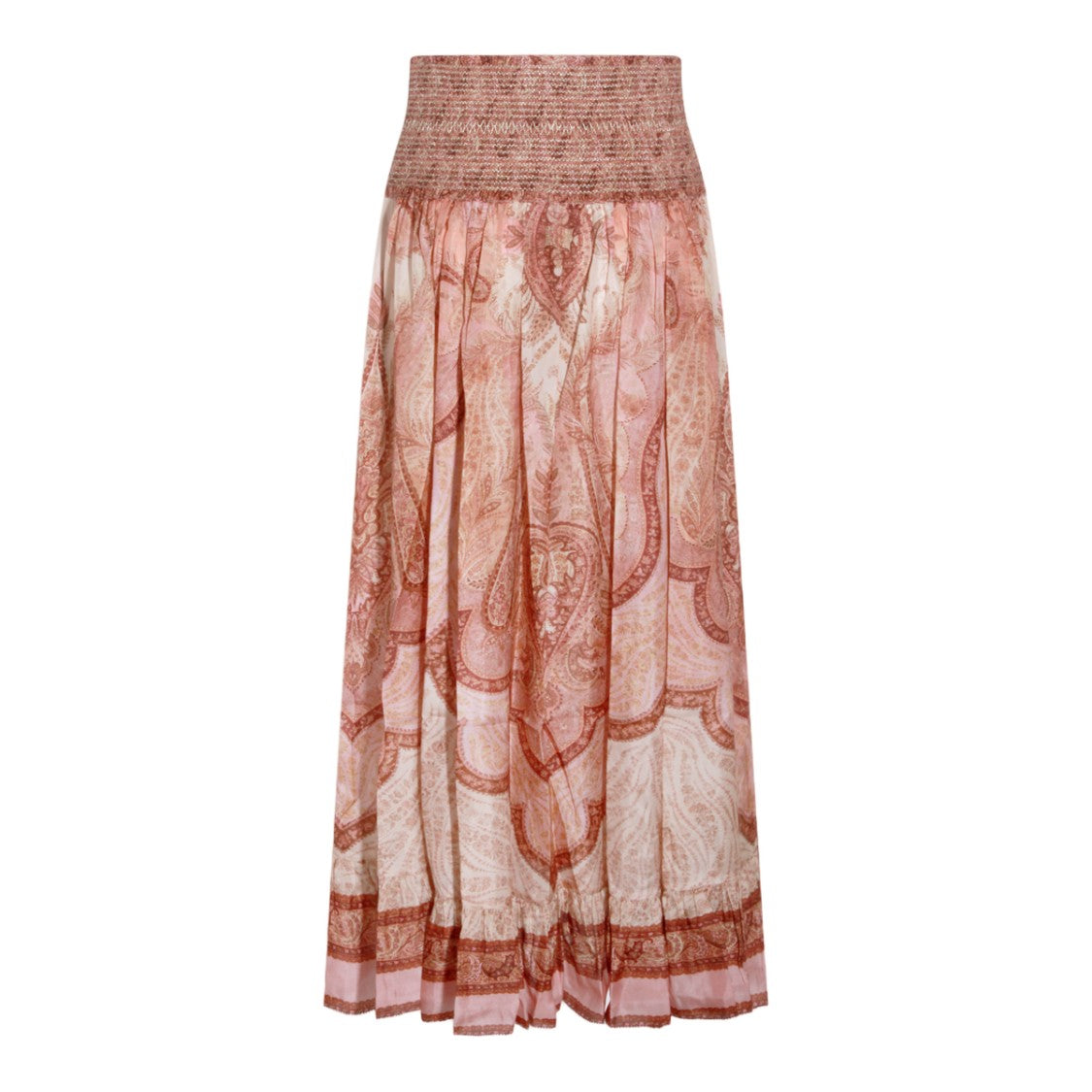 Zimmermann Midi Skirt With Smocked Waistband