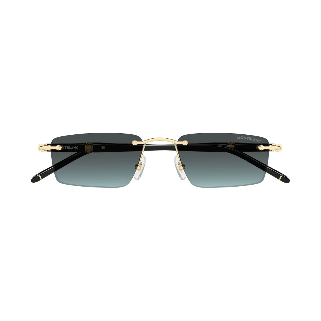 Montblanc Rimless Rectangular Sunglasses With Gradient Lenses And Gold Accents