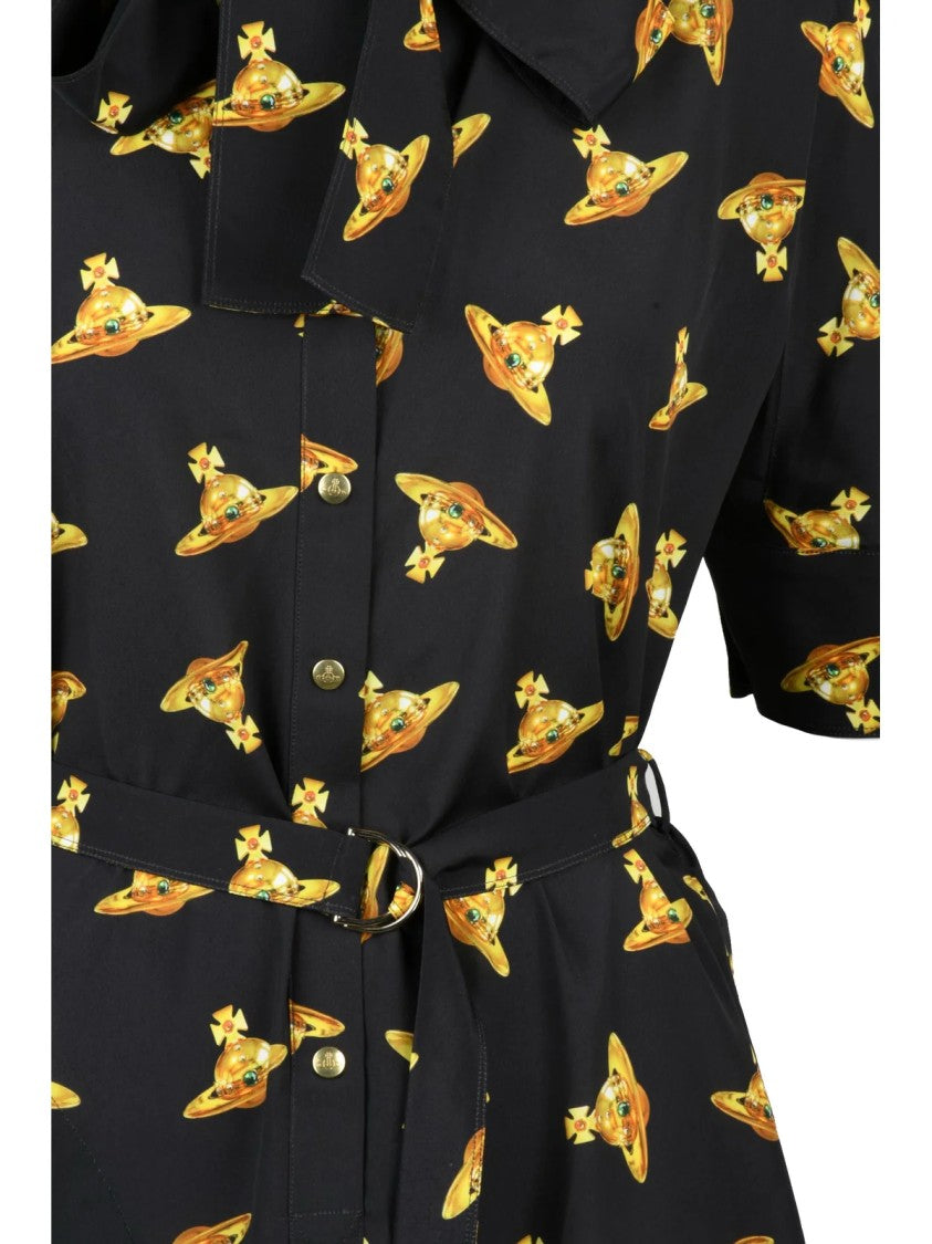 Vivienne Westwood Metro Dress With Golden Emblem Pattern