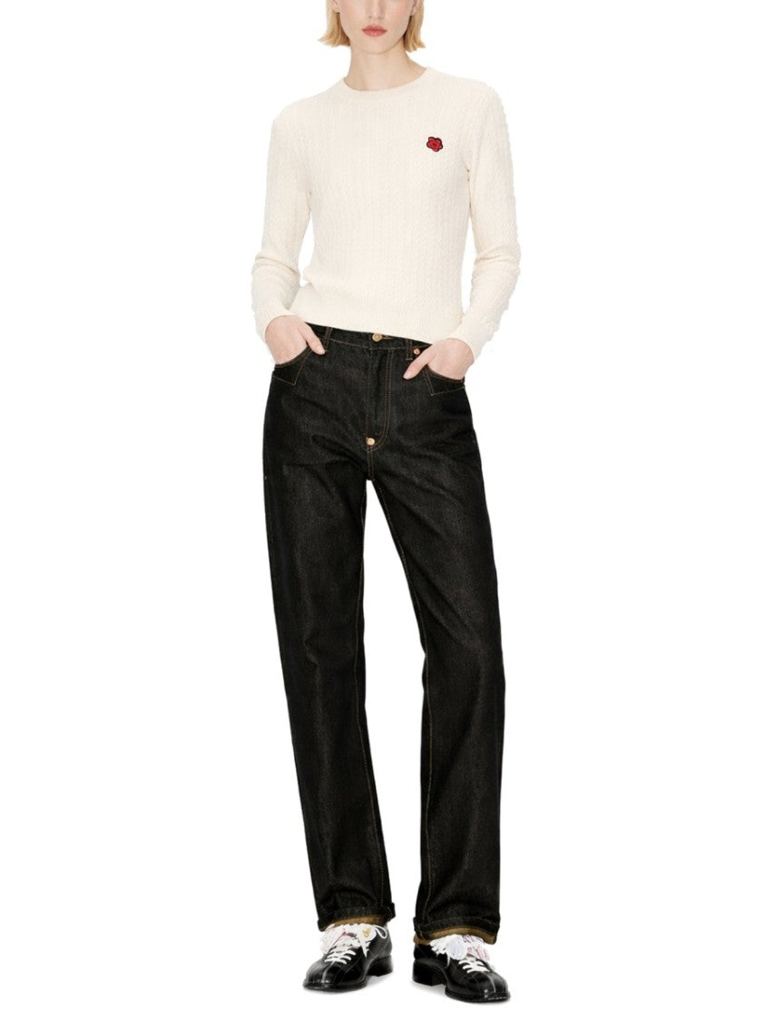 Kenzo Boke Flower Textured Cable Knit Sweater