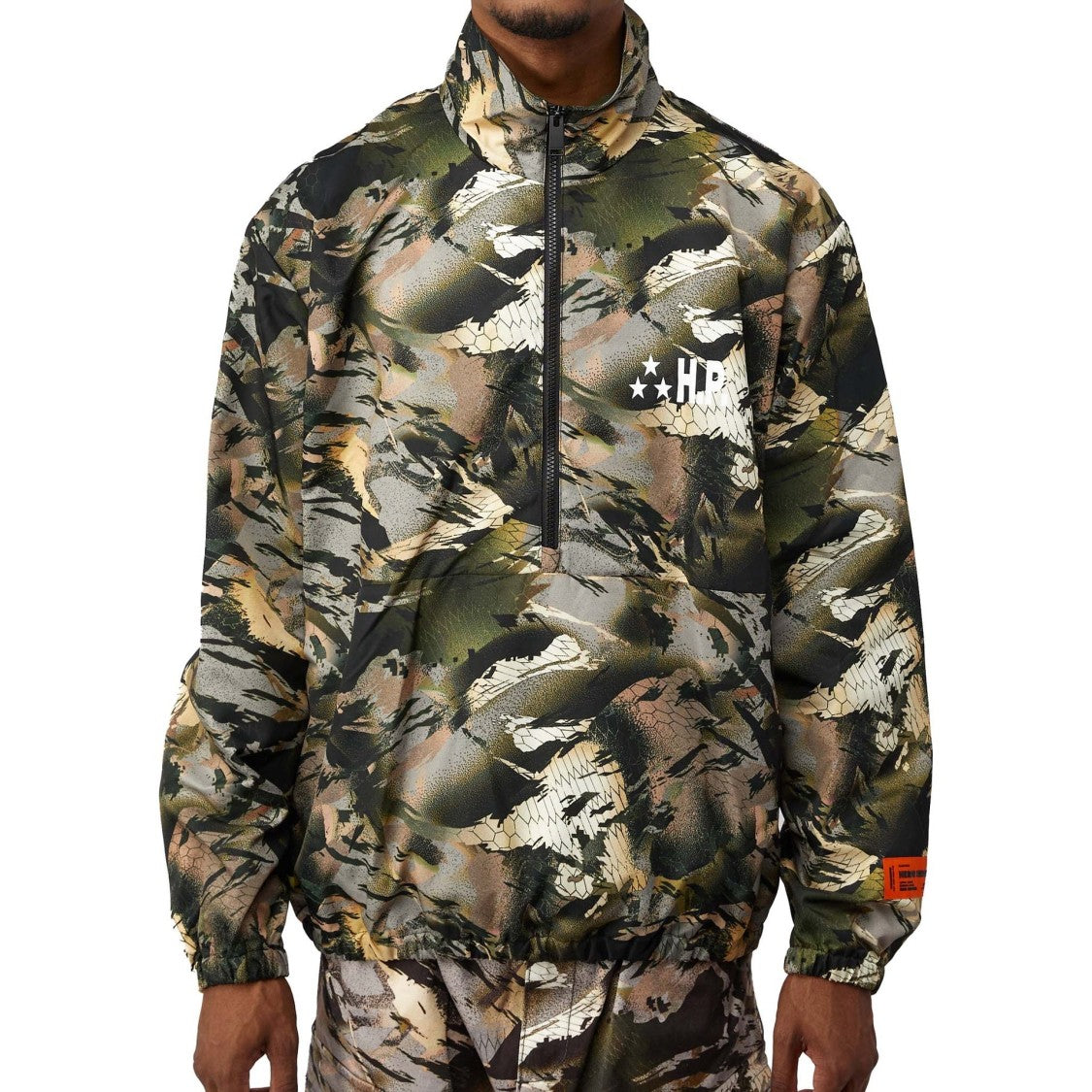 Heron Preston Camouflage Windbreaker With Stand Collar