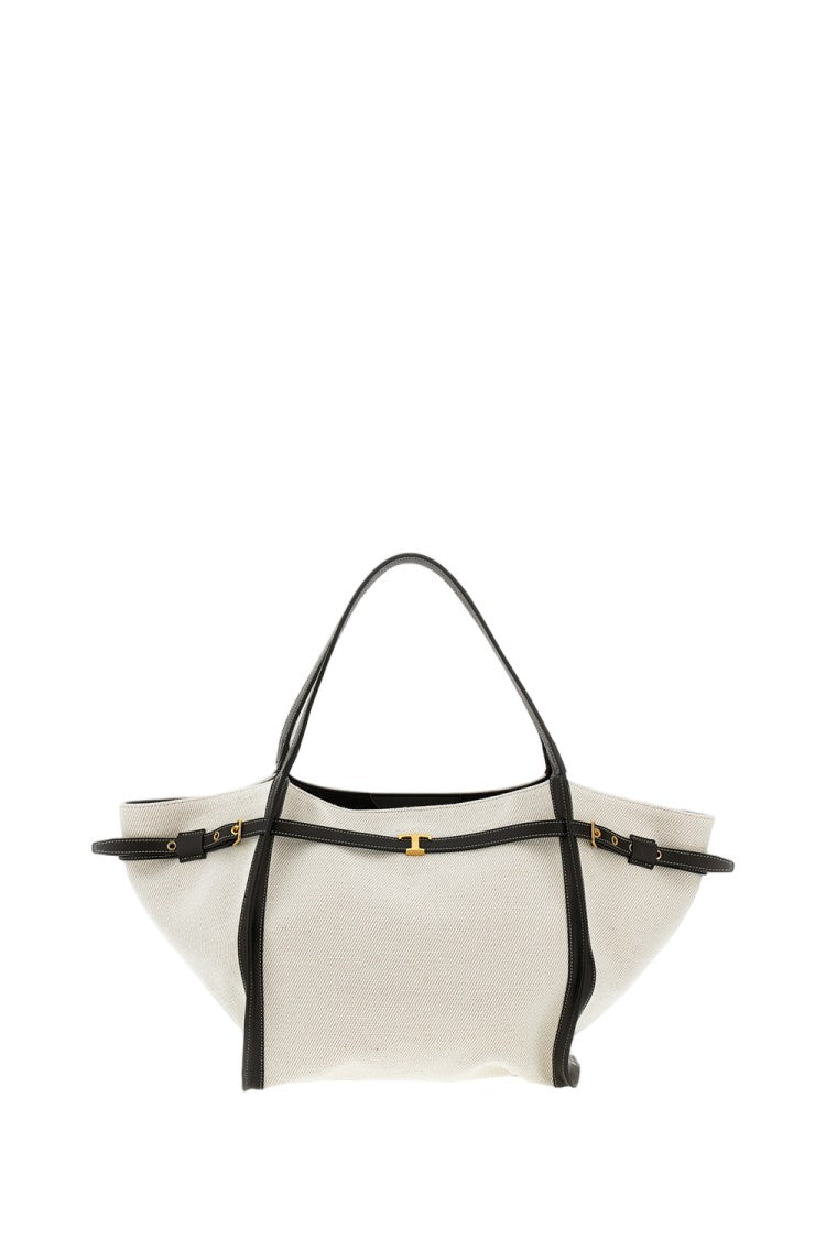Tod's White Medium Fabric Shopping Bag