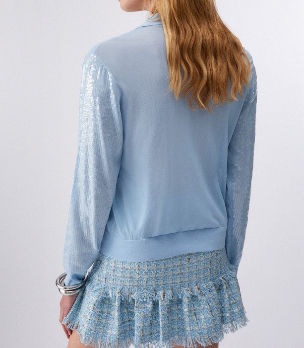 Liu Jo Long-Sleeved V-Neck Sweater With Embroidered Sequins