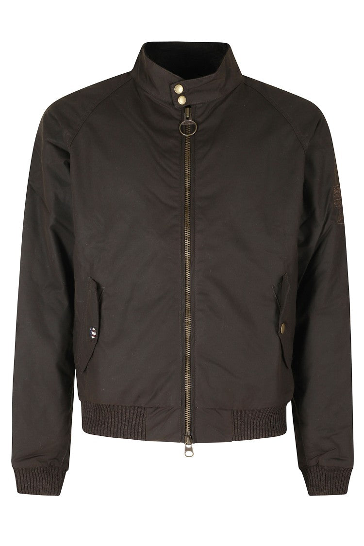 Barbour Olive Corduroy Collar Waxed Cotton Jacket