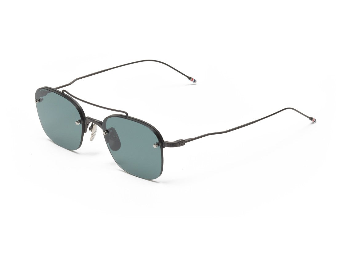 Thom Browne Silver Ues960a Double Bridge Thin Metal Square Sunglasses