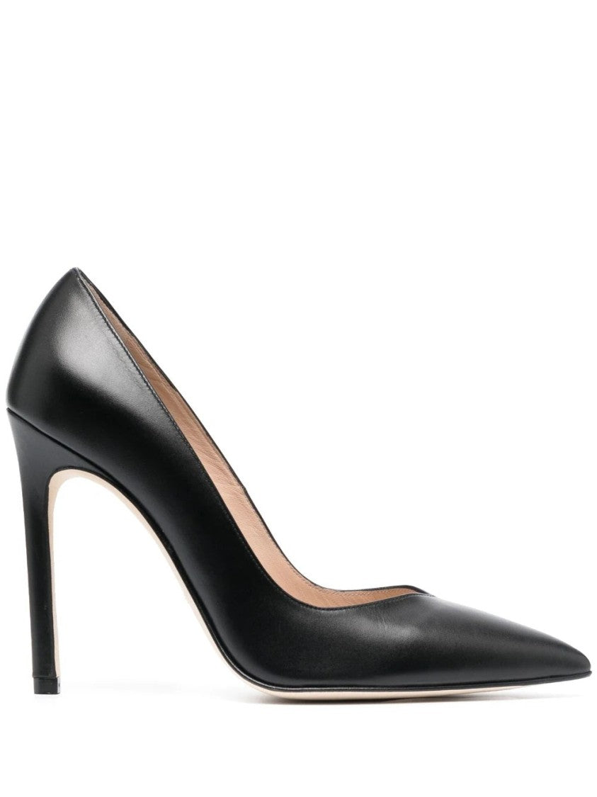 Stuart Weitzman Pointed-Toe Black Pumps With Mid-Height Stiletto Heel