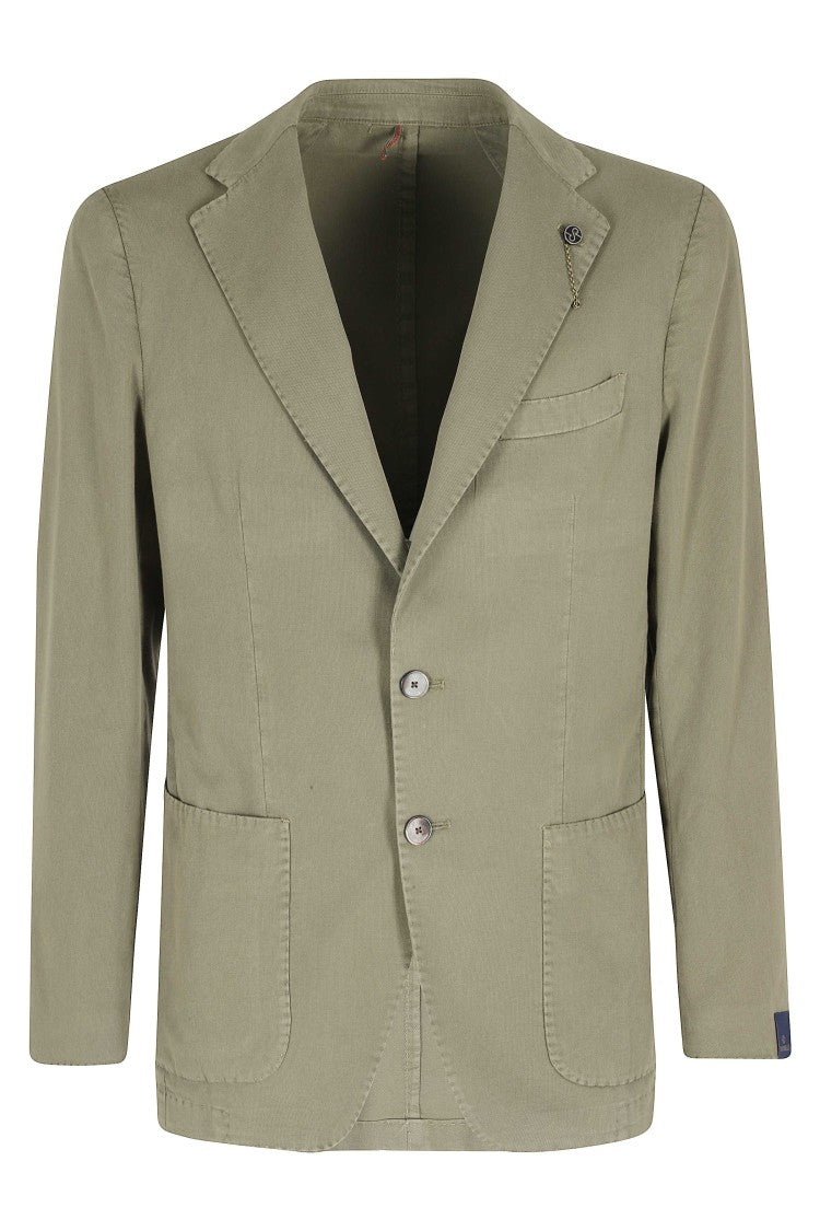 Santaniello Green Oxford Single-Breasted Cotton Jacket