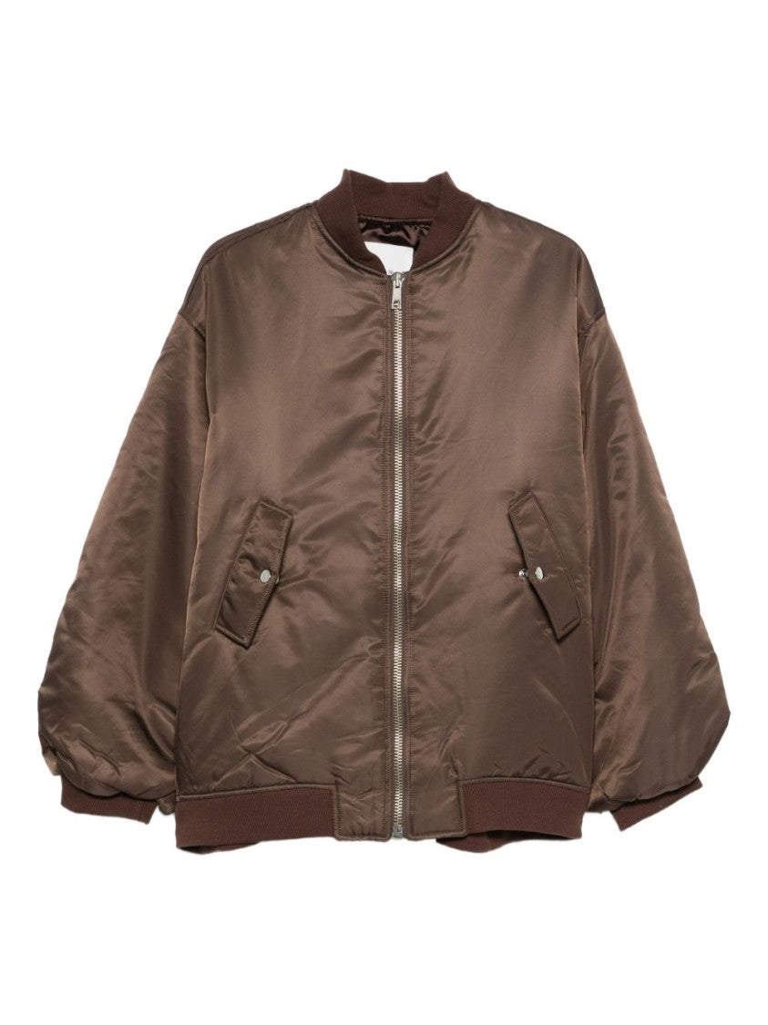 The Frankie Shop Brown Nylon Bomber Relaxed Fit Jacket