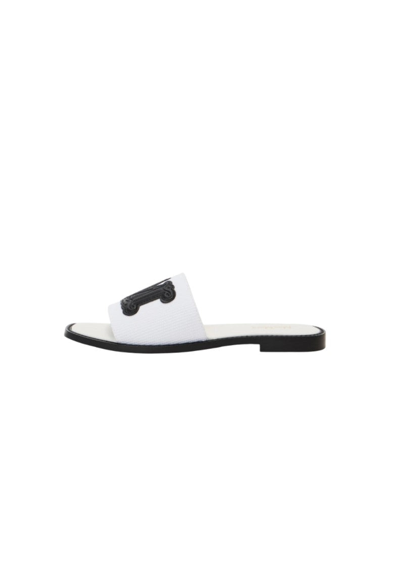 Max Mara White Textured Slide Sandals
