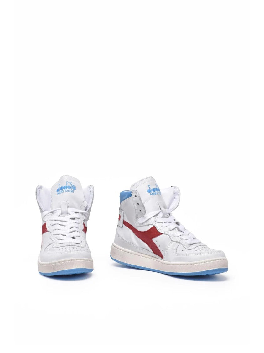 Diadora Heritage White Red Leather Basket Sneakers