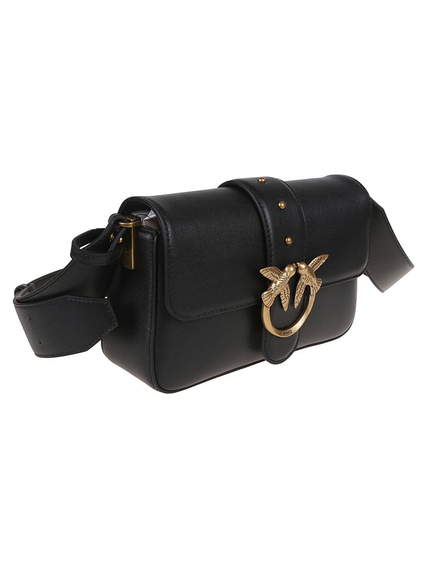 Pinko Black Leather Crossbody Bag