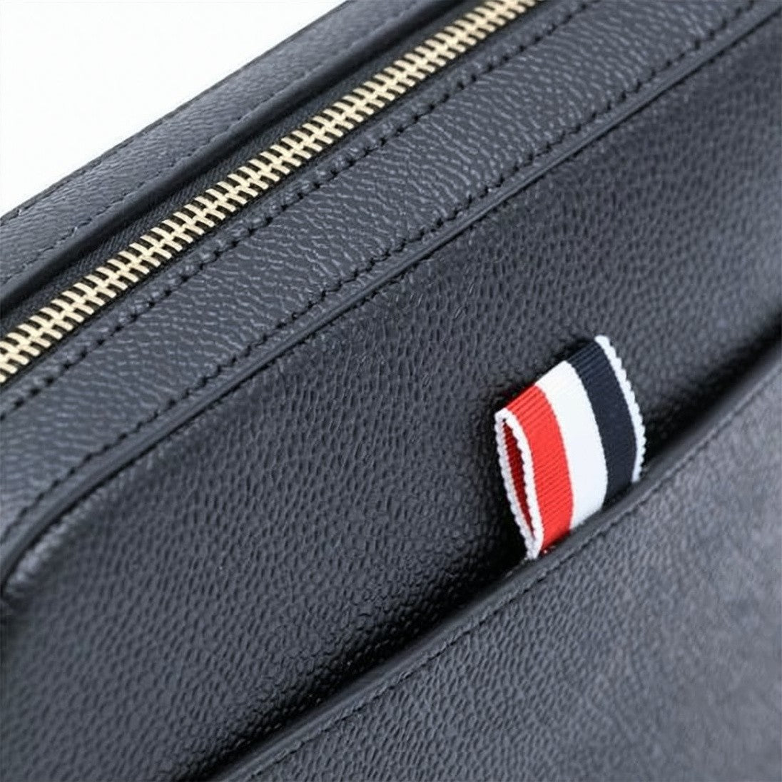 Thom Browne Textured Leather Clutch With Zip Closure