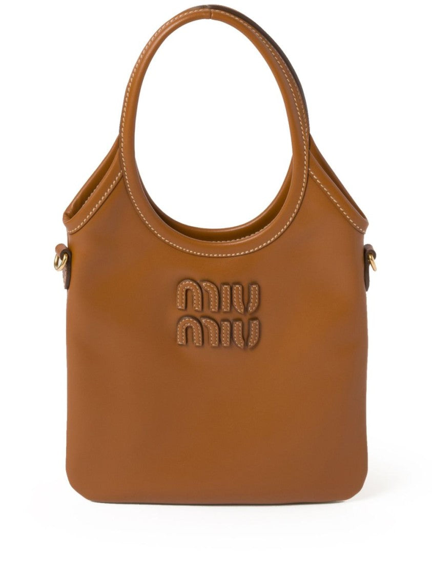 Miu Miu Structured Leather Handbag With Detachable Shoulder Strap