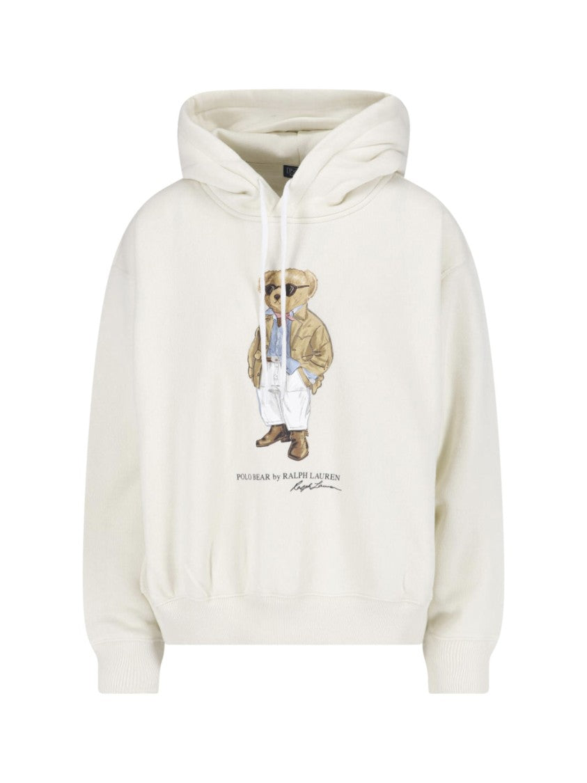 Polo Ralph Lauren White Relaxed Fit Bear Graphic Hoodie