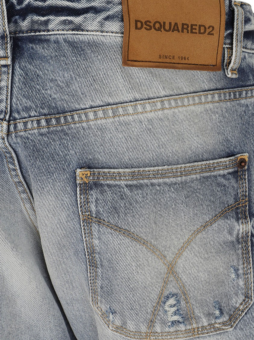 Dsquared2 Light Blue Light Diagonal Wash Jeans