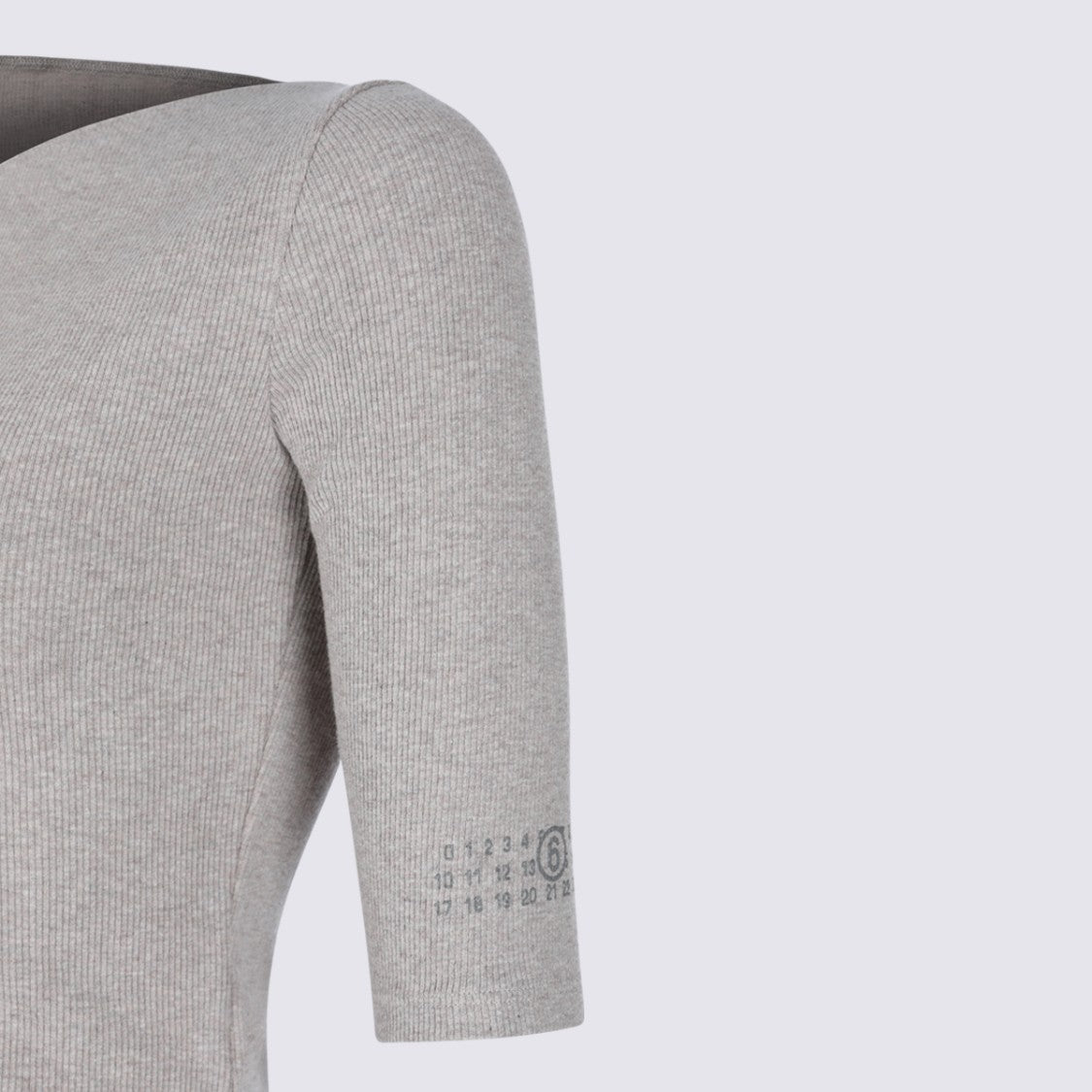 Mm6 By Maison Margiela Asymmetrical Neckline Top With Ribbed Texture And Logo Detail