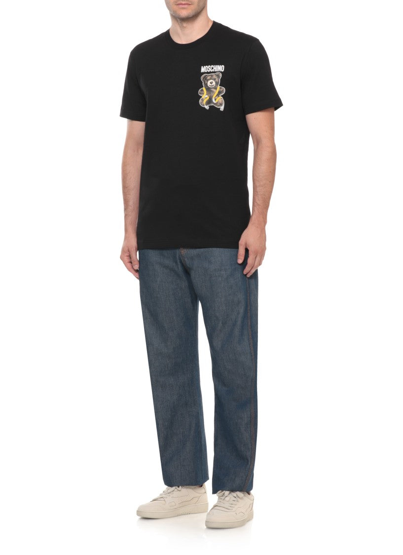 Moschino Black Short-Sleeve Teddy Bear Print Cotton T-Shirt