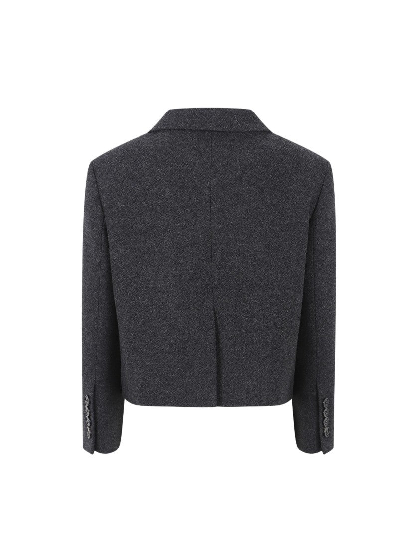 Gucci Textured Wool Boxy Jacket With Notched Lapel