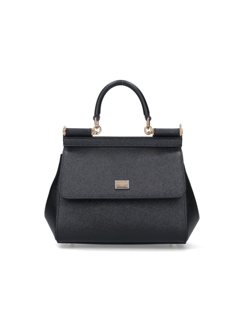Dolce & Gabbana Black Sicily Textured Leather Handbag