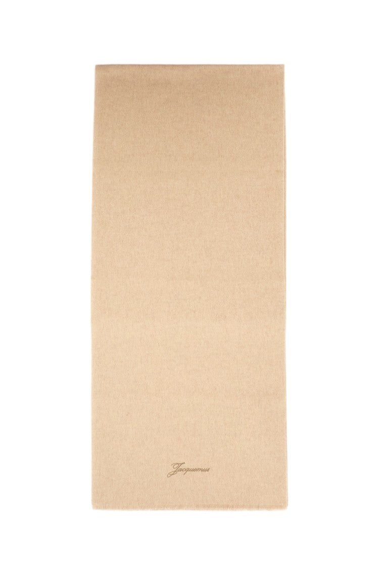 Jacquemus Beige L'echarpe Tailleur Fringed Wool-Cashmere Scarf