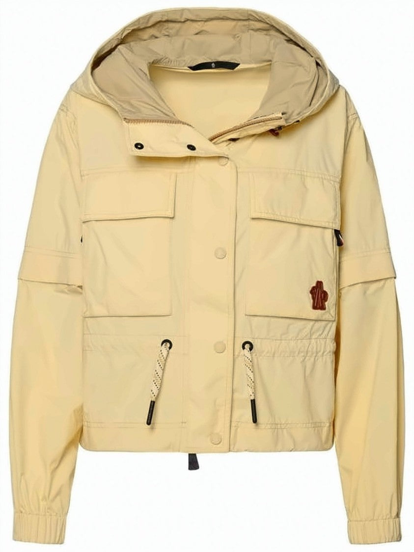 Moncler Cropped Polyamide Jacket With Hood And Multiple Pockets
