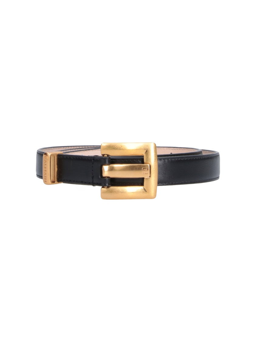 Balmain Black Anthem Calf Leather Gold Buckle Belt