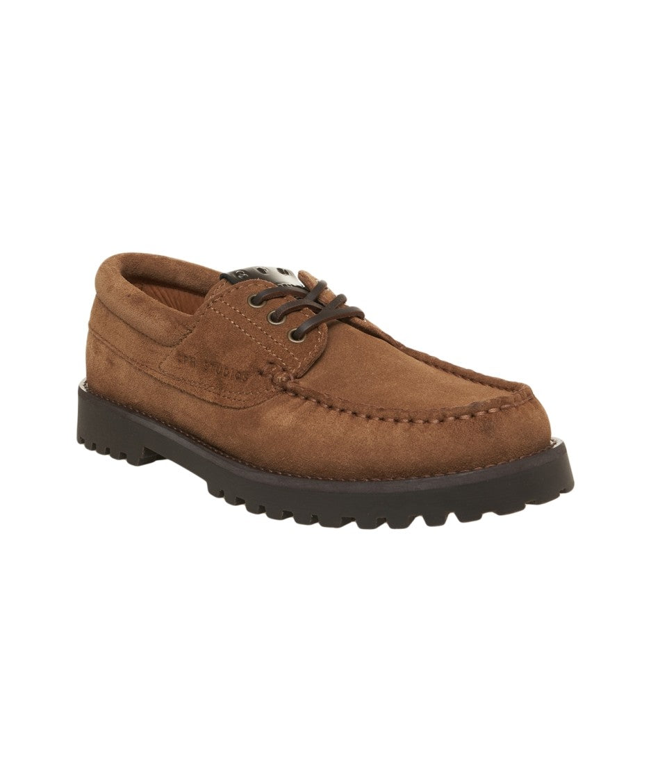 Copenaghen Brown High-Quality Suede Lace-Up Shoes With Robust Sole