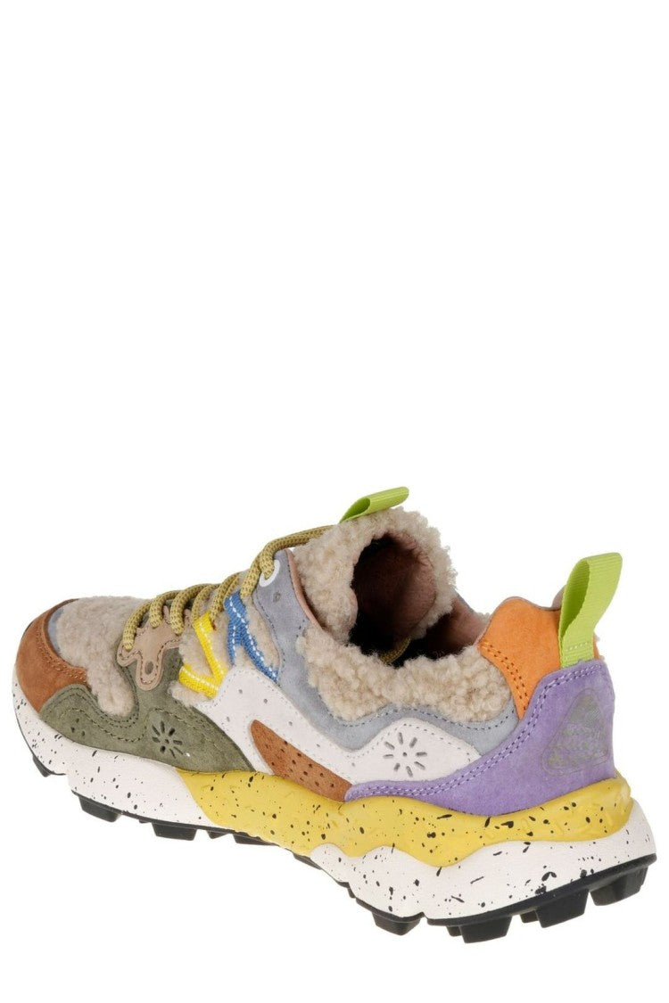 Flower Mountain Yamano Teddy Sneakers With Suede Accents