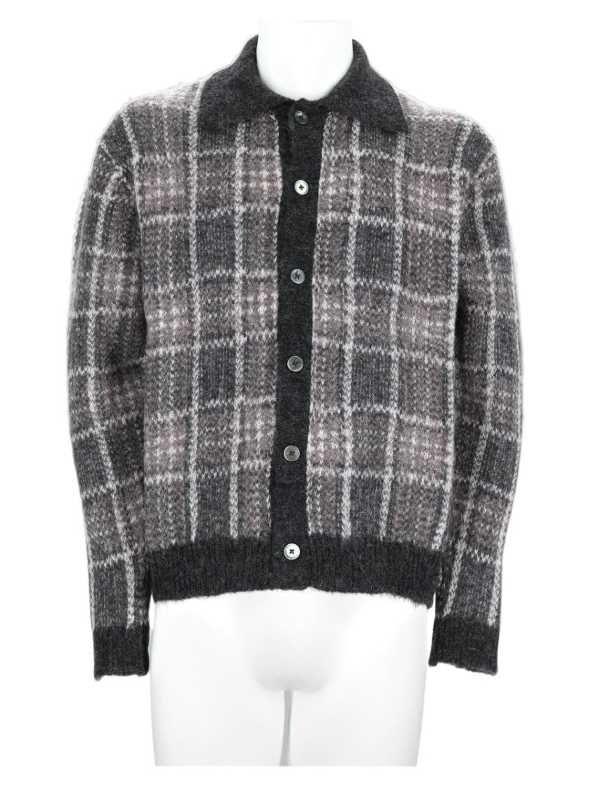 Our Legacy Brown Checkered Alpaca-Blend Cardigan