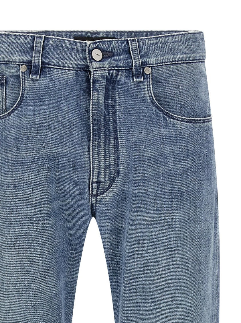 Fendi Stonewashed Cotton Denim Jeans