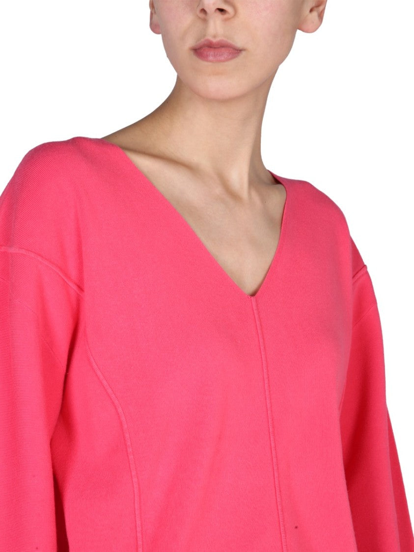 Helmut Lang V-Neck Sweater With Contrast Profile