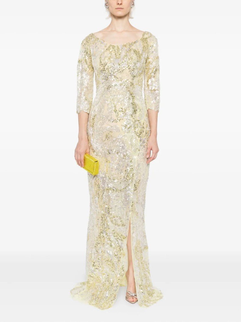 Saiid Kobeisy Embroidered Long Dress With Overskirt