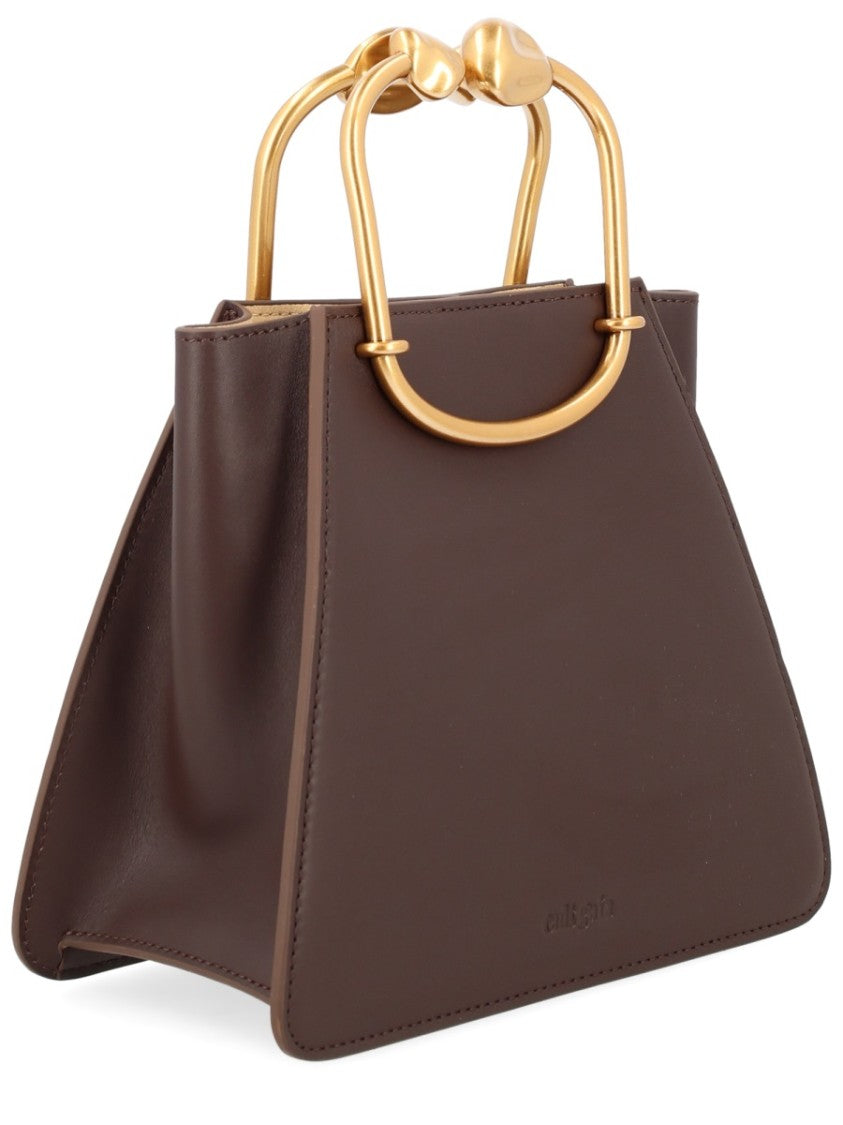 Cult Gaia Brown Maxine Structured Leather Handbag