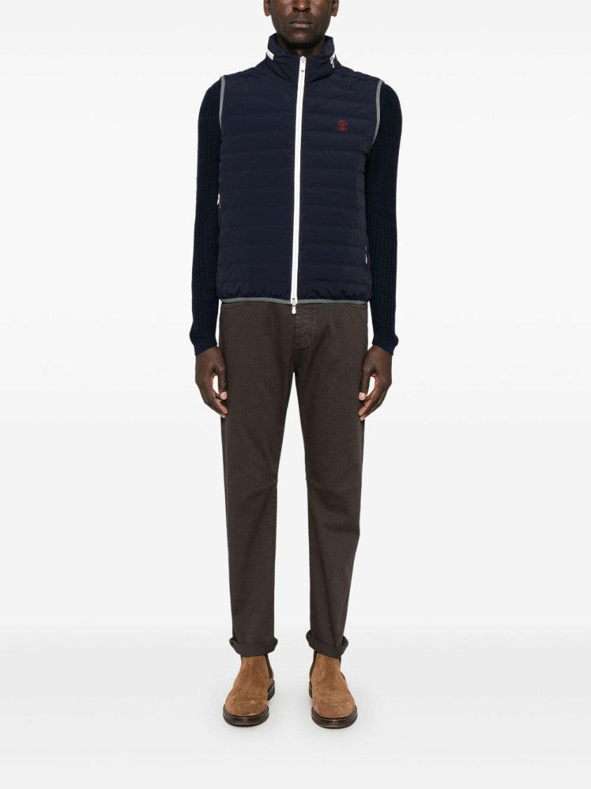 Brunello Cucinelli Navy Blue Sleeveless Coat