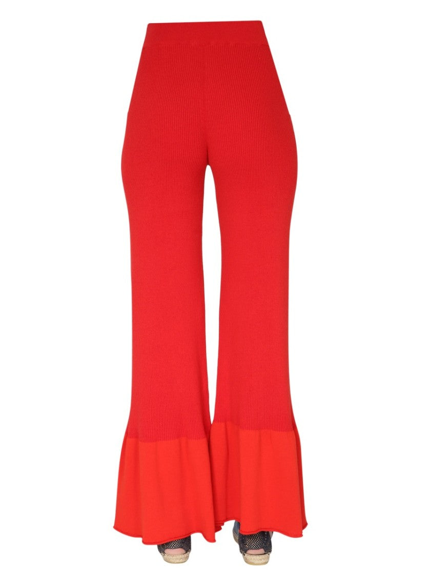 Stella Mccartney Ribbed Knit Trousers With Wide-Leg Silhouette