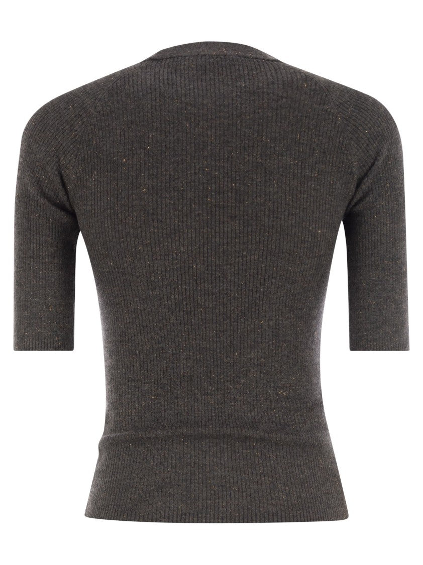 Brunello Cucinelli Sparkling Ribbed Cashmere Sweater