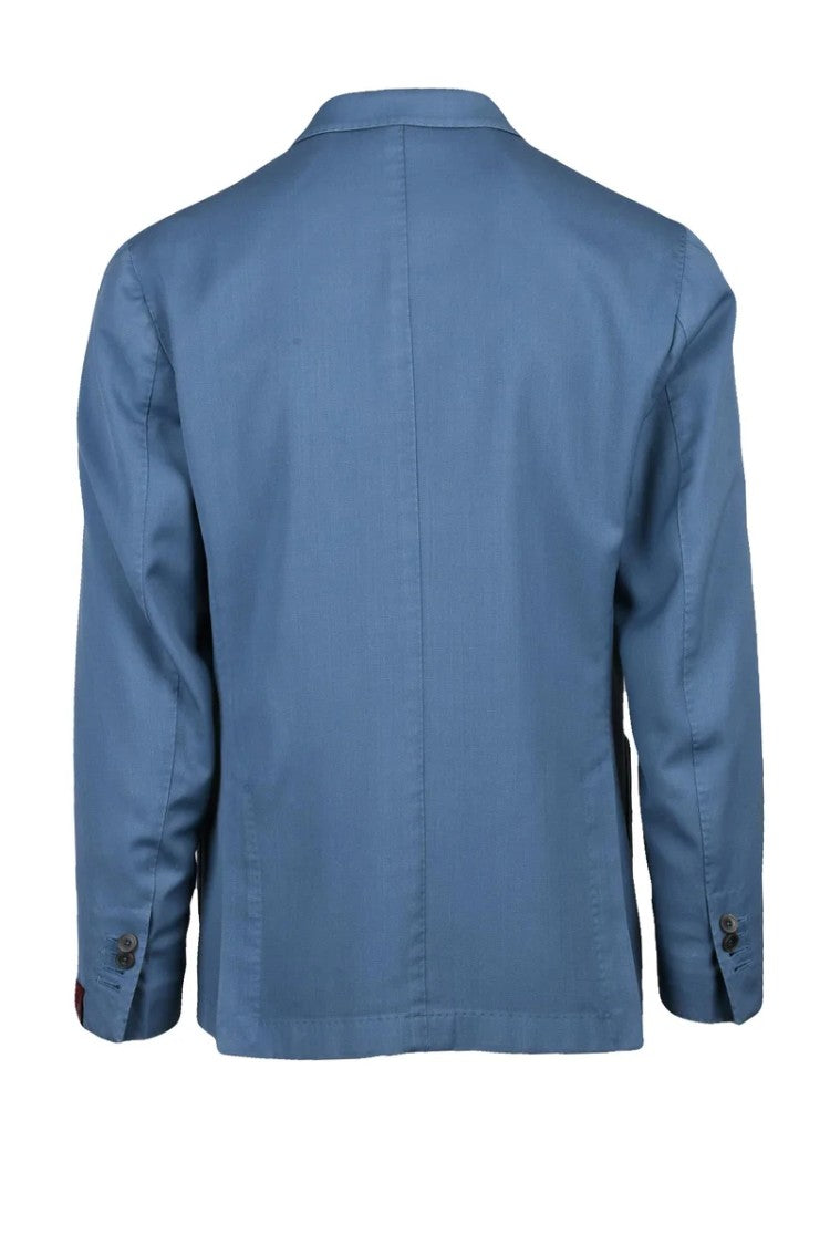 Santaniello Double-Breasted Wool Blazer - Blue