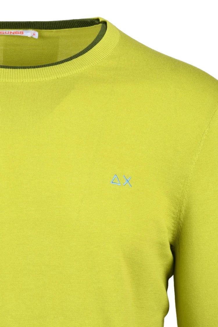 Sun68 Olive Green Crew Neck Cotton Sweater