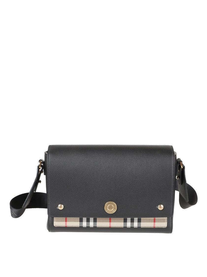 Burberry Textured Black Shoulder Bag With Gold-Tone Closure