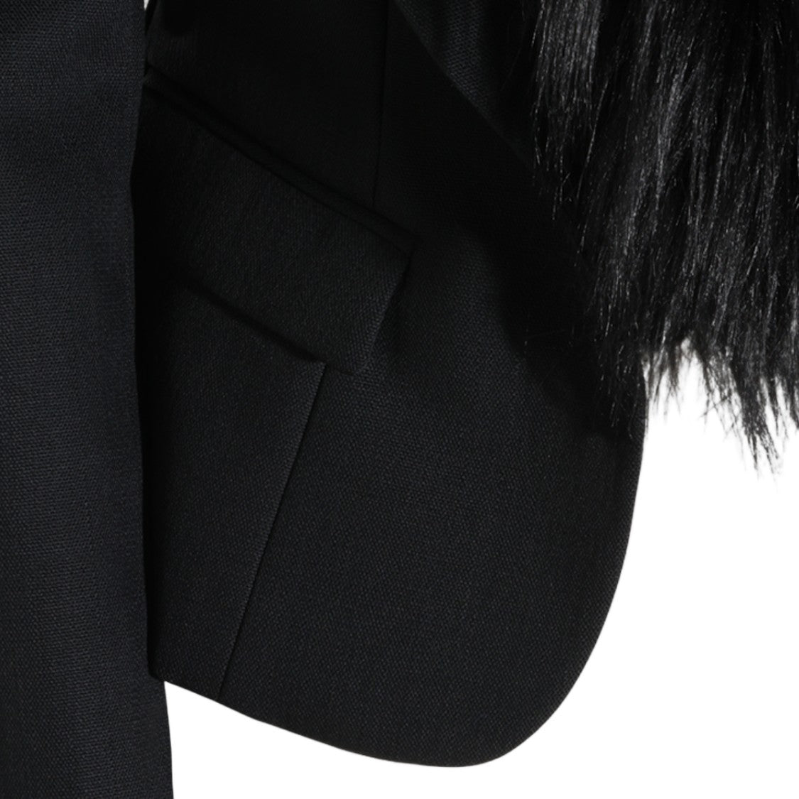 Elisabetta Franchi Tailored Black Faux Fur Collar Jacket