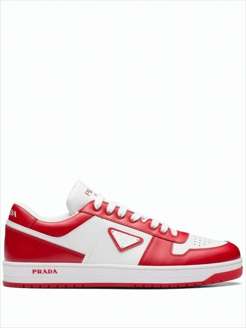 Prada Low-Top Sneakers With Bold Red And White Color Blocking