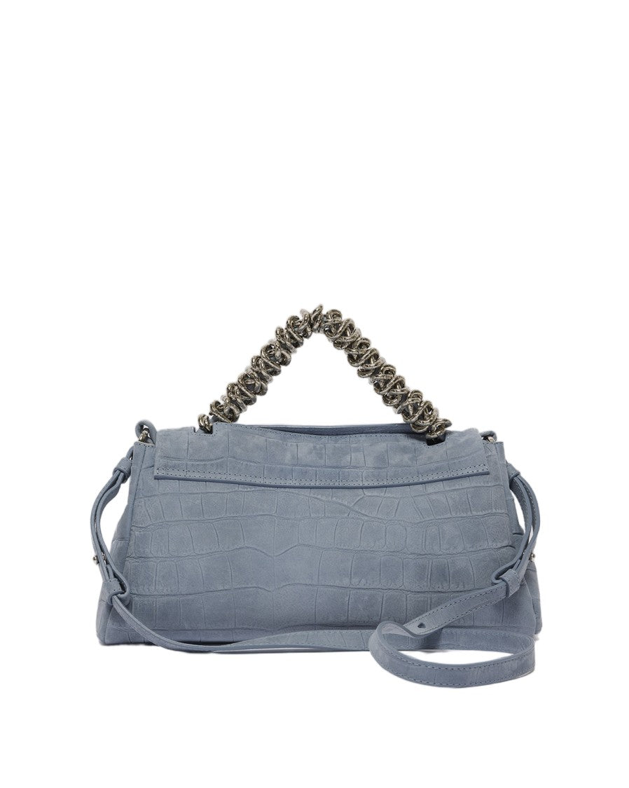 Orciani Suede Crocodile Print Longuette Handbag