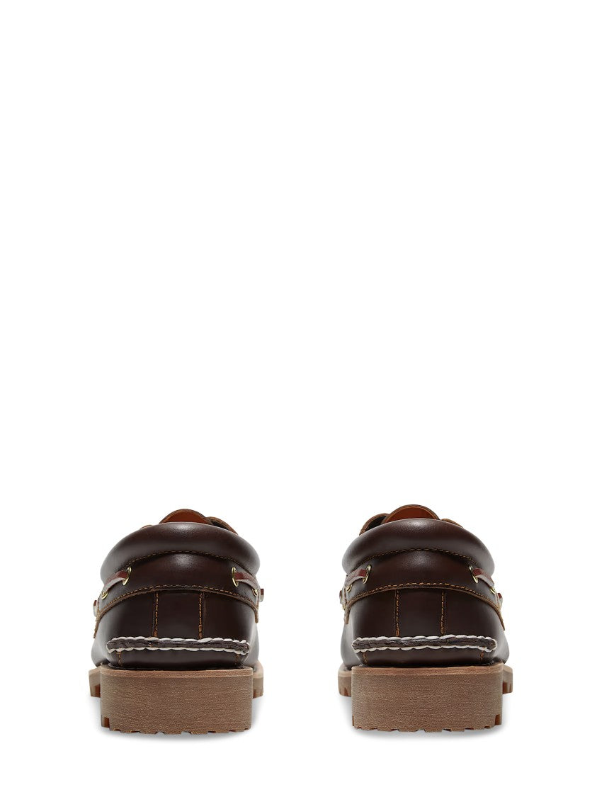 Timberland Brown Leather Boat Shoes With Rugged Rubber Sole