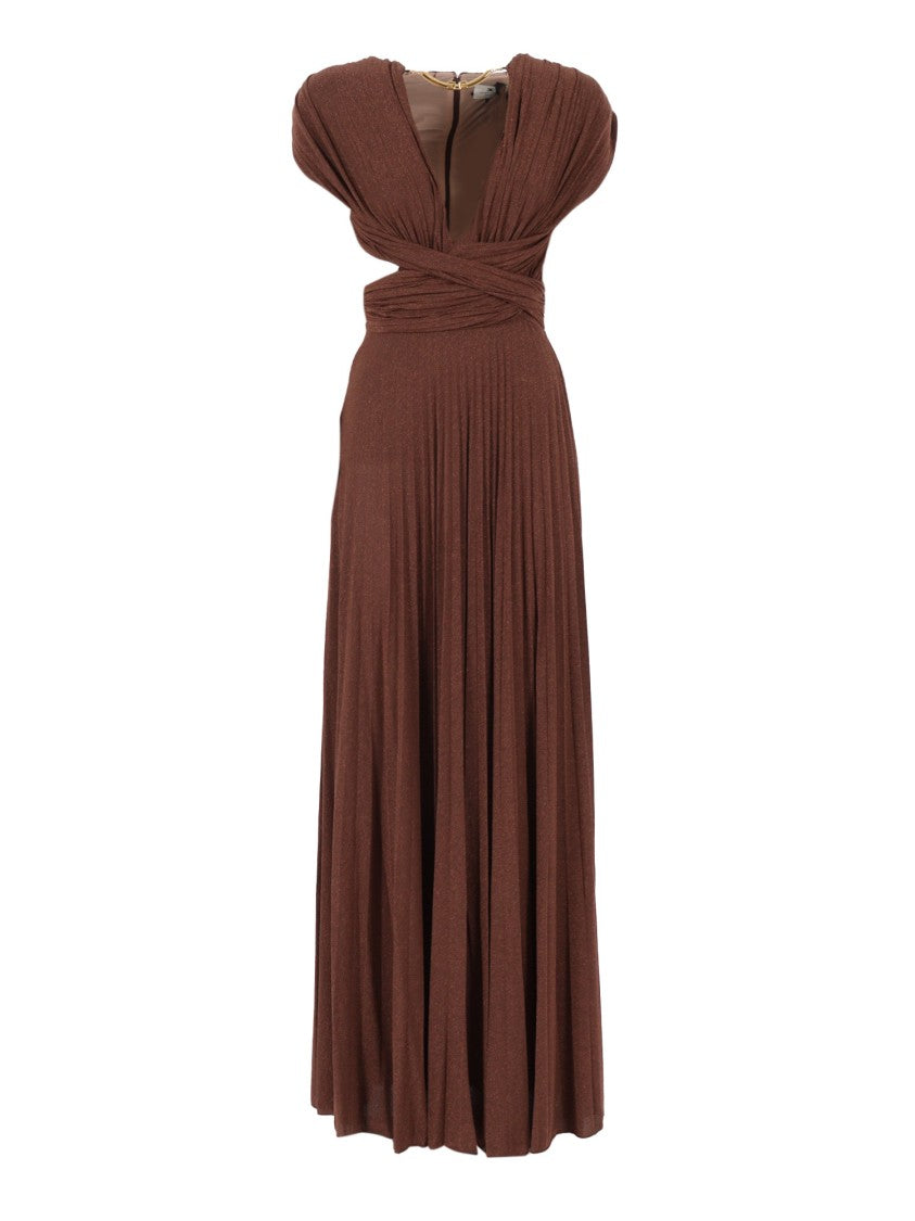 Elisabetta Franchi Wrap-Design Maxi Dress With Subtle Sheen