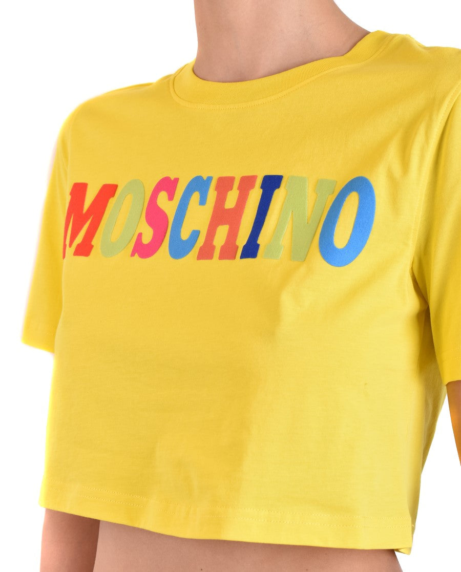 Moschino Cropped T-Shirt With Bold Multicolored Lettering