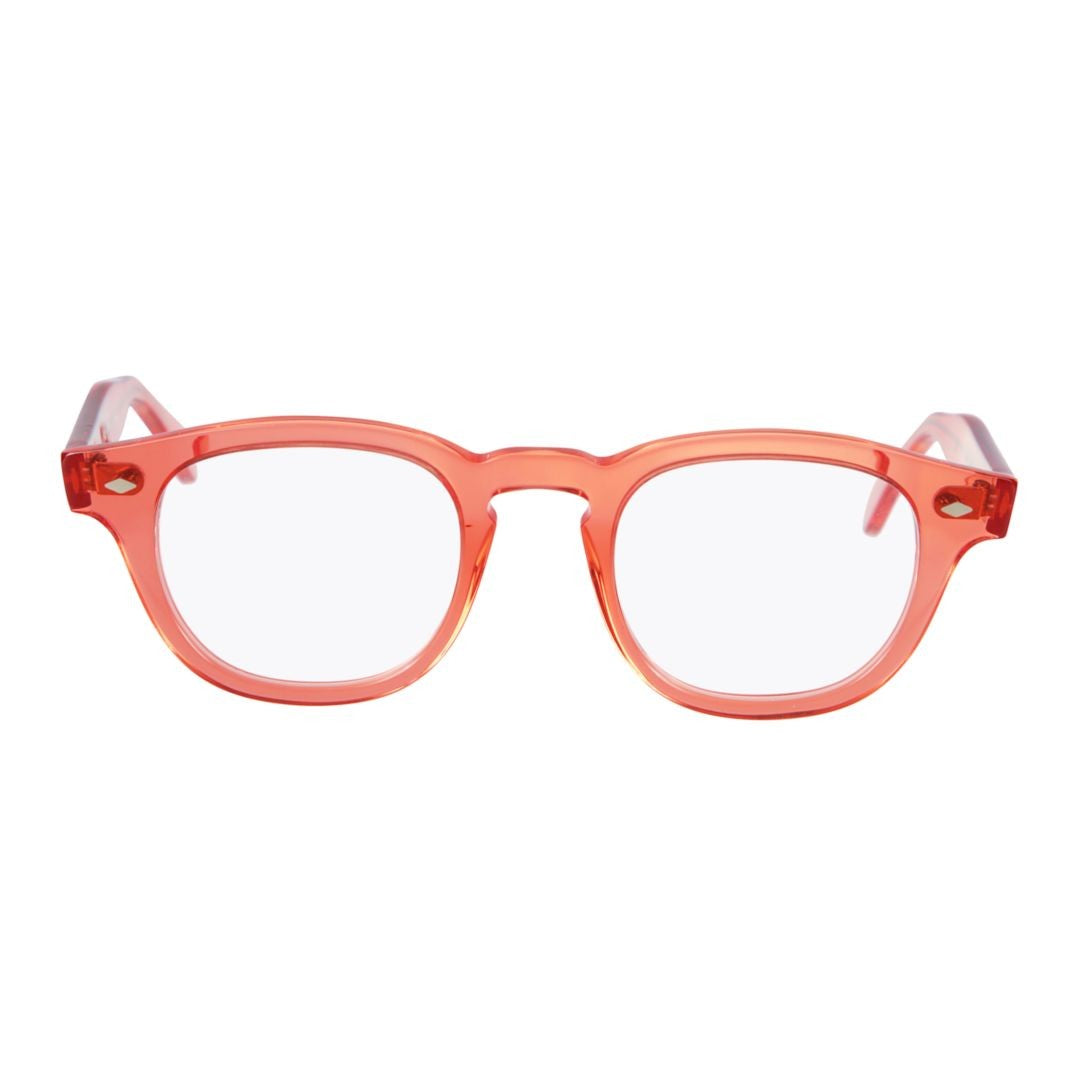 Kador Woody Cal 49 Translucent Red-Orange Rounded Square Eyeglasses